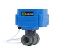 U.S. Solid Válvula de bola motorizada UPVC 1/2", válvula de bola eléctrica de plástico con puerto estándar, retorno automático 2 cables, 9-24 V CA/CC, normalmente cerrada