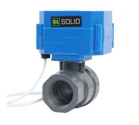 U.S. Solid Válvula de bola motorizada UPVC 1 pulgada, válvula de bola eléctrica de plástico con puerto estándar, retorno automático 2 cables, 9-24 V CA/CC, normalmente cerrada