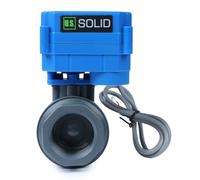 U.S. Solid Válvula de bola motorizada UPVC 1" - Válvula de bola eléctrica de plástico con paso completo, retorno automático de 2 hilos, 9-36 V CA/CC, normalmente cerrada