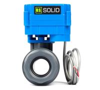 U.S. Solid Válvula de bola motorizada UPVC 1" - Válvula de bola eléctrica de plástico con paso completo, retorno automático de 2 hilos, 9-36 V CA/CC, normalmente abierta