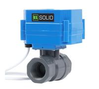 U.S. Solid Válvula de bola motorizada UPVC 3/4 pulgadas, válvula de bola eléctrica de plástico con puerto estándar, retorno automático 2 cables, 9-24 V CA/CC, normalmente cerrada