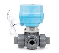 U.S. Solid Válvula de bola motorizada UPVC de 1/2 pulgadas de 3 vías tipo L, 9-24 V CA/CC, 2 cables, retorno automático, puerto completo IP67, normalmente cerrada con reinicio manual, para sistemas de