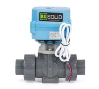 U.S. Solid Válvula de bola motorizada UPVC de 3/4 pulgadas tipo L, 9-24 V CA/CC, 2 cables, retorno automático, puerto completo IP67, normalmente cerrada con reinicio manual, para sistemas de agua y