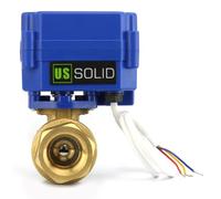 U.S. Solid Válvula de bola motorizada: válvula de bola eléctrica de latón de 1 pulgada, puerto estándar, 9-24 V CA/CC y configuración de rotura positiva de 3 cables
