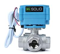 U.S. Solid Válvula motorizada 3 vías acero inoxidable: tipo L - eléctrica válvula con función manual, puerto estándar (1/2", 9-24V AC/DC)