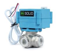 U.S. Solid Válvula motorizada 3 vías acero inoxidable: tipo L - eléctrica válvula con función manual, puerto estándar (3/8", AC110-230V)