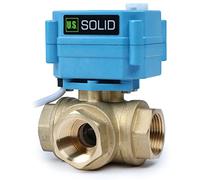 U.S. Solid Válvula motorizada 3 vías latón: tipo L - eléctrica válvula con función manual, puerto estándar (3/4", 9-24V AC/DC)