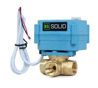U.S. Solid Válvula motorizada 3 vías latón: tipo L - eléctrica válvula con función manual, puerto estándar (3/8", 9-24V AC/DC)