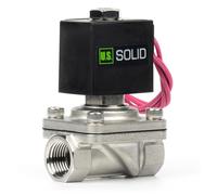 U.S. Solid Válvula solenoide de 1,27 cm, acero inoxidable CA 220 V con sello Viton, normalmente cerrada, tipo de cable de plomo, rosca G