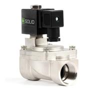 U.S. Solid Válvula solenoide de acero inoxidable de 1 pulgada, 24 V CA, 0.3-16 bar, normalmente cerrada, sello Viton, rosca G, operada por piloto