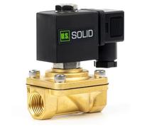 U.S. Solid Válvula solenoide de latón 1/2" G - 220V AC, normalmente cerrada, junta VITON, tipo caja de conexiones