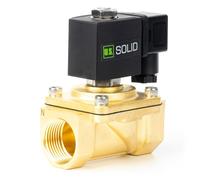 U.S. Solid Válvula solenoide de latón 1" G - 220V AC, normalmente cerrada, junta VITON, tipo caja de conexiones