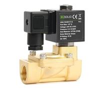 U.S. Solid Válvula solenoide de latón de 1,27 cm, 24 V CA, 0,3-16 bar, normalmente cerrada, sello Viton, rosca G, operada por piloto