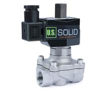 U.S. Solid Válvula solenoide eléctrica de 1,27 cm, cuerpo de acero inoxidable de 12 V CC, rosca G normalmente abierta, VITON agua, aire y aceite