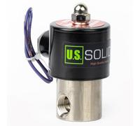 U.S. Solid Válvula solenoide eléctrica de acero inoxidable de 3/8 pulgadas, 12 V CC, normalmente cerrada, aire, agua, combustible, rosca VITON G