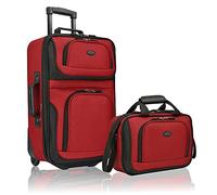 U.S. Traveler Rio - Juego de Equipaje de Mano expandible de Tela Resistente, Red, 2 Wheel, Rio - Maleta de Mano Ligera de 20 Pulgadas, diseño expandible, Duradera, para Negocios y Viajes