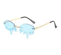 U Scinan Gafas de sol de moda con diseño de lágrimas para mujeres y hombres, lentes de color de moda, lentes de sol estrechas, Dorado/Azul, Talla única