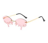 U Scinan Gafas de sol de moda con diseño de lágrimas para mujeres y hombres, lentes de color de moda, lentes de sol estrechas, Dorado/Rosado, Talla única