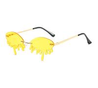 U Scinan Gafas de sol de moda con diseño de lágrimas para mujeres y hombres, lentes de color de moda, lentes de sol estrechas, Dorado/Amarillo, Talla única