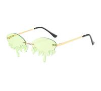 U Scinan Gafas de sol de moda con diseño de lágrimas para mujeres y hombres, lentes de color de moda, lentes de sol estrechas, Dorado/Verde, Talla única