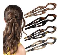U-Shape Hair Pins, Elegant Barrette Clips for Wedding with Durable Material, Cellulose Acetate Material with Styling Grip Function, Large Hair Accessories for Dance Ballet Salon Daily Wear 4-Piece Set