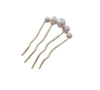 u-shaped pins Accesorios for el cabello estilo moño retro francés, peinetas con flores de perla, horquillas for en forma U for uso diario, broche aleación for mujer, regalo(Color3)