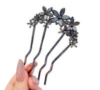 u-shaped pins Accesorios for el cabello estilo moño retro francés, peinetas con flores de perla, horquillas for en forma U for uso diario, broche aleación for mujer, regalo(Color4)