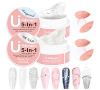U-Shinein 2 unidades de gel de uñas sólido: gel de uñas 5 en 1 no pegajoso 3D esculpiendo para arte tallado, constructor y extensión de uñas, manicura UV/LED, transparente + blanco de seda