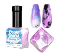 U-Shinein Blooming Gel Nail Polish, Marble Effect Nail Polish, Black Watercolor Ink Wave Nail Gel with Magical Diffusion Effect for Creating Lace Pattern Nail Art Soak of UV/LED 12ml 1