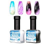 U-Shinein Blooming Gel Nail Polish, Marble Effect Nail Polish, Black & White Watercolor Ink Wave Nail Gel with Magical Diffusion Effect for Creating Lace Pattern Nail Art Soak of UV/LED 12ml