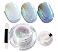 U-Shinein Cushion Aurora Chrome Nail Powder,holográfico Chrome & Laser Nail Powder, Unicorn Glitter Metallic Mirror Effect,Pearlescent Ice Mermaid Pigment for Nail Art WT21