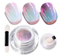 U-Shinein Cushion Aurora WT18 - Polvo de uñas cromado holográfico y láser, efecto espejo metálico con purpurina de unicornio, pigmento de sirena de hielo nacarado para arte de uñas