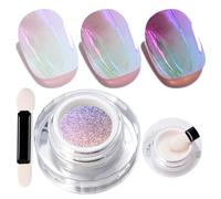 U-Shinein Cushion Aurora WT20 - Polvo de uñas cromado holográfico y láser, efecto espejo metálico con purpurina de unicornio, pigmento de sirena de hielo nacarado para arte de uñas