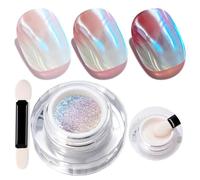 U-Shinein Cushion Aurora WT24 - Polvo de uñas cromado holográfico y láser, efecto espejo metálico con purpurina de unicornio, pigmento de sirena de hielo nacarado para arte de uñas