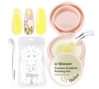 U-Shinein Cushion Gradient Painting Gel, Ombre Nails Aura Nails Full Coverage Precise Control of Each Dip 100pcs Spong & Grabbing Pen Matte Effect Non-Wipe Long Lasting Soak Off UV LED,Set Yellow