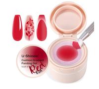 U-Shinein Cushion Gradient Painting Gel, Ombre Nails Aura Nails Full Coverage Precise Control of Each Dip Matte Effect Non-Wip Long Lasting French Manicure Soak Off UV LED DIY Nail Art,Red