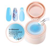 U-Shinein Cushion Gradient Painting Gel, Ombre Nails Aura Nails Full Coverage Precise Control of Each Dip Matte Effect Non-Wip Long Lasting French Manicure Soak Off UV LED DIY Nail Art,Blue
