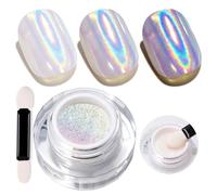 U-Shinein Cushion Laser Chrome Nail Powder,holográfico Aurora Pigmento para Nail Art, Unicorn Glitter Metallic Mirror Effect&Laser Chrome Shine Finish LSH10