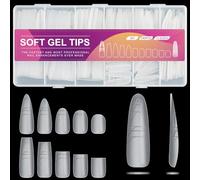 U-Shinein Guiding Line Nail Tips, Half Cover Coffin/Round/Square Soft Gel Tips Seamless Precise Positioning For Acrylic Extension Scale Line Full Matte Salon Artificial Nails 240PCS 12 Tamaños 01