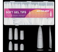 U-Shinein Guiding Line Nail Tips, Half Cover Coffin/Round/Square Soft Gel Tips Seamless Precise Positioning For Acrylic Extension Scale Line Full Matte Salon Artificial Nails 240PCS 12 Tamaños 02