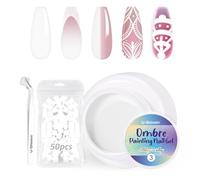 U-Shinein Juego de esmaltes de uñas de gel Ombre, colorido, con 50 esponjas de uñas y 4 garras de metal para decoración de uñas DIY #03 blanco