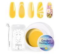 U-Shinein Juego de esmaltes de uñas de gel Ombre, colorido, con 50 esponjas de uñas y 4 garras de metal para decoración de uñas, #10 amarillo