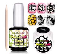 U-Shinein Juego de uñas de gel multifunción para pintura negra, con kit de palitos de madera naranja, gel de floración con efecto de flor PokeCraf