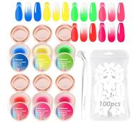 U-Shinein Kit de gel de pintura gradiente de amortiguación, 6 colores Ombre Nails Aura Nails Full Coverage Precise Control of Each Dip With Brush Matte Effect Non-Wipe Long Lasting Soak Off UV Led,by
