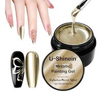 U-Shinein Metallic Painting Gel for Nail, Mirror Silver Golden Nail Gel, Upgraded Super Reflective Metal Painting Gel, Nail DIY Nail Art Paint Liner, UV Gel, Copper