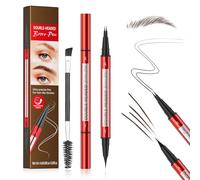 U-Shinein Microblading Eyebrow Pencil Brown | Waterproof 2-in-1 double-ended brow pencil, liquid formula with 2 precision tips, natural brows, includes blending brush