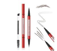 U-Shinein Microblading Eyebrow Pencil,Waterproof 2 en 1 Double End Eyebrow Pencil,Liquid brow Pencil with 2 Tips,Precise Create Natural Brows with Brush Dark Brown