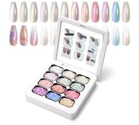 U-Shinein Paleta de esmalte de uñas de gel de 12 colores para manicura de | Aurora Multi-Chrome Painting Ombre Nail Gel for Professional Home Manicure, French Nail Salon, No Wipe 3D Nail Sculpting