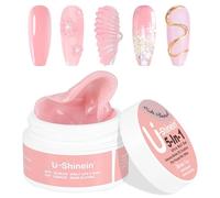 U-Shinein Solid Builder Nail Gel: 5 en 1 Nude Almond Extension 3D Sculpting Nail Gel for Art Carving Modeling, Builder and Nail Extension UV/Led Manicure DIY