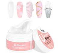 U-Shinein Solid Builder Nail Gel: 5 en 1 White Non-Sticky Extension 3D Sculpting Nail Gel for Art Carving Modeling, Builder and Nail Extension UV/Led Manicure DIY